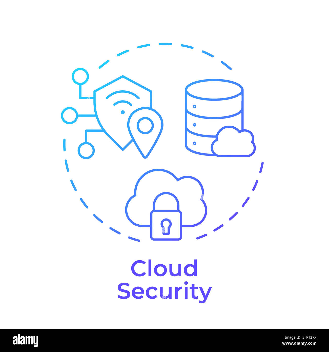 Icône de concept de dégradé de sécurité cloud Illustration de Vecteur