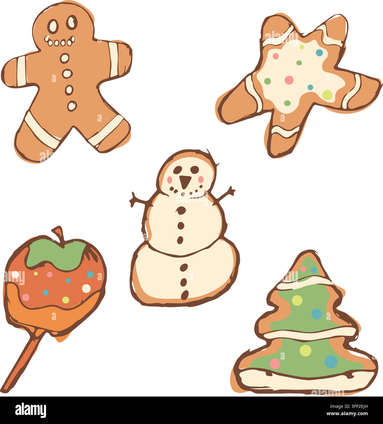 Ensemble de biscuits de Noël et douceurs hivernales Illustration de Vecteur