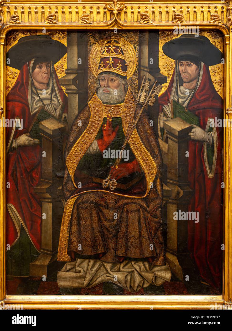 Saint Pierre intronisé entre deux cardinaux, c. 1490, Juan de la Abadía el Viejo (avant Maestro de la Almudévar) (1471-1498), Museo de Bellas Artes d Banque D'Images