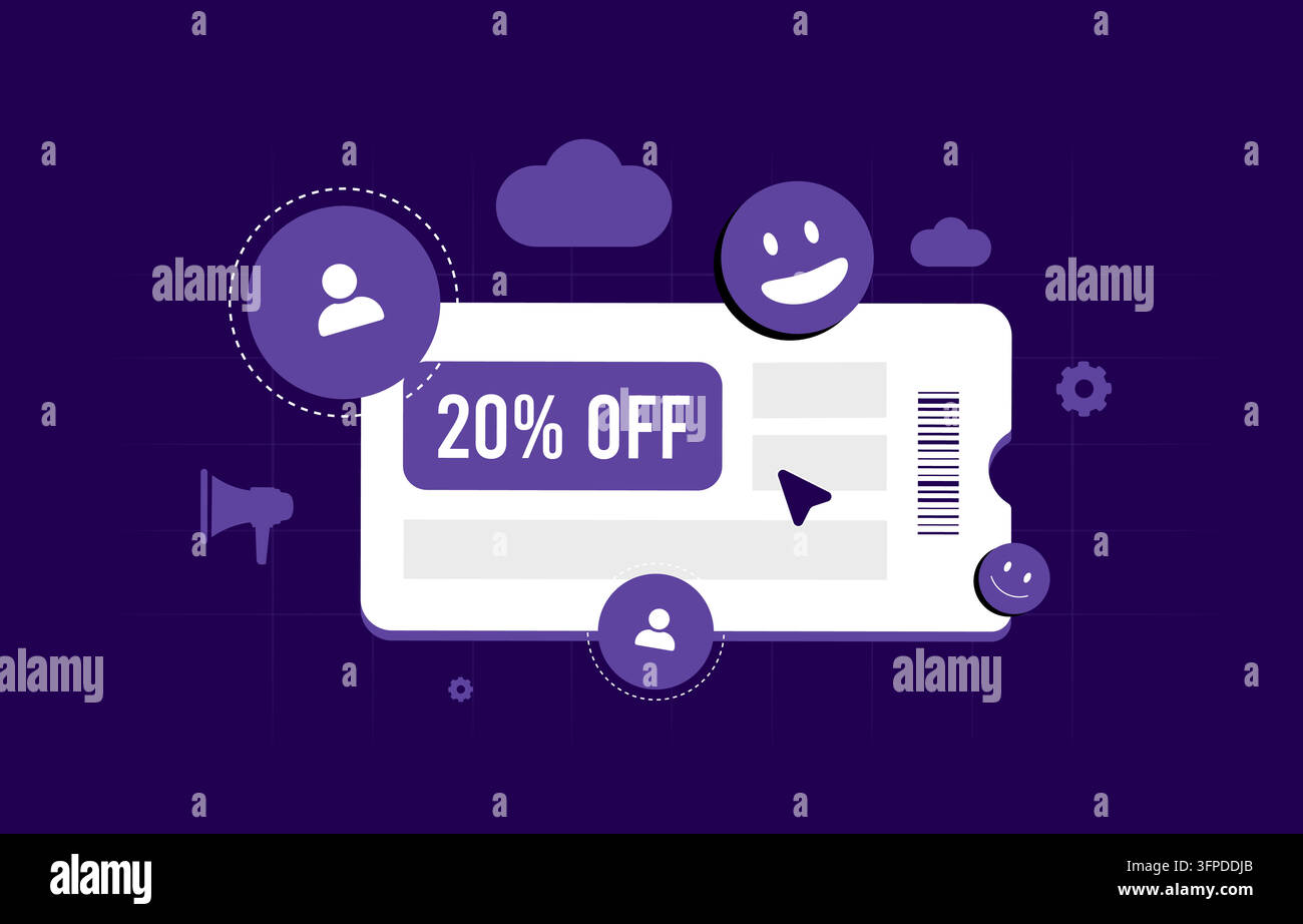 Offres personnalisées pour les promotions e-commerce, la fidélité des clients et les rabais ciblés. Incitations pour les acheteurs, offres exclusives et engagement d'achat pour le marketing de détail, illustration vectorielle. Illustration de Vecteur
