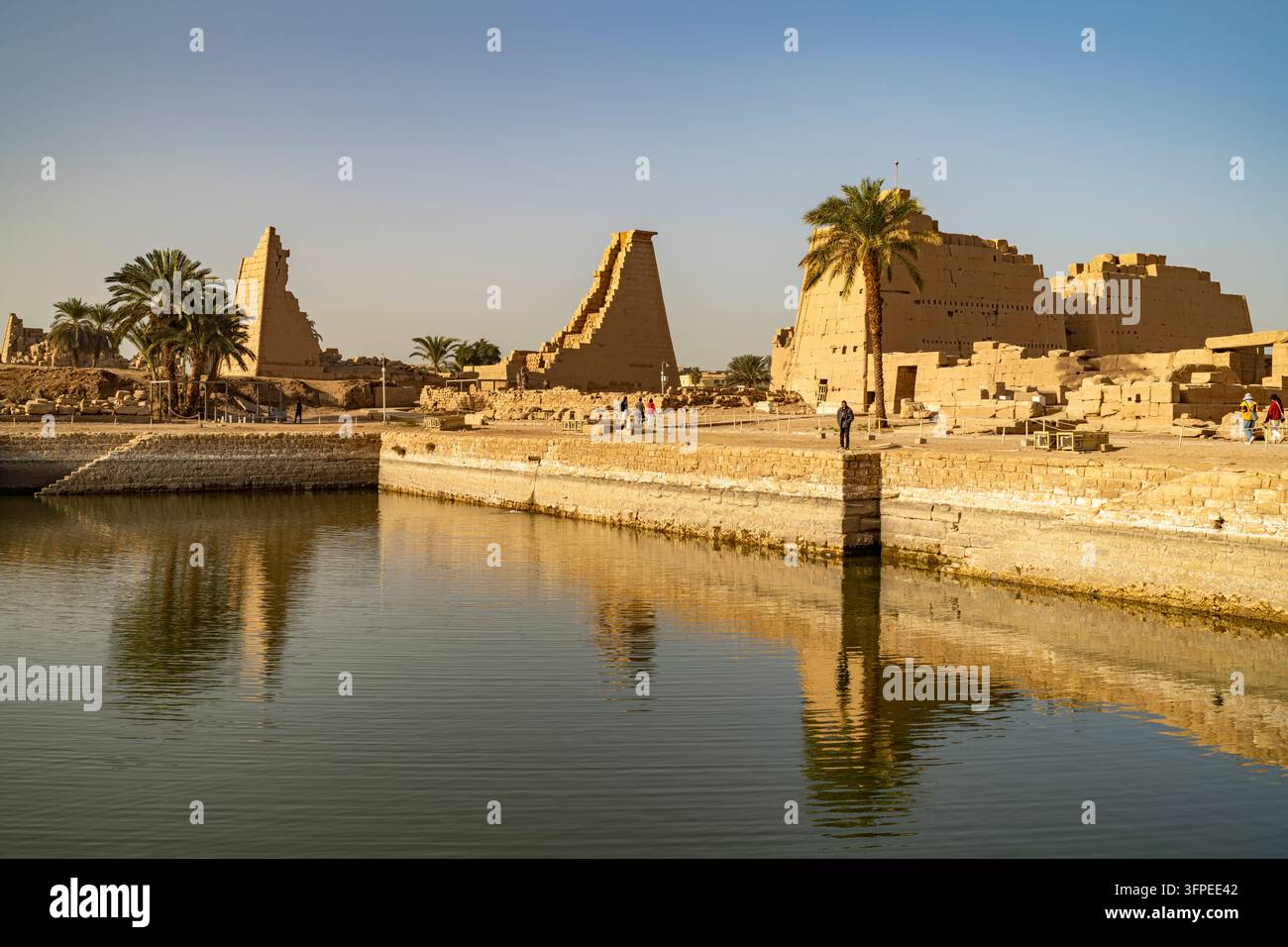 Le Lac Sacré du Temple de Karnak à Karnak, près de Louxor, Égypte, Afrique Banque D'Images