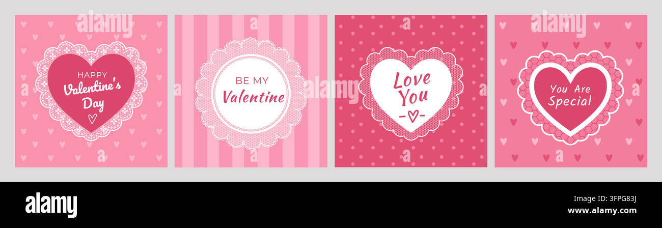 Ensemble de posters de la Saint-Valentin. Cartes d'amour romantiques Illustration de Vecteur