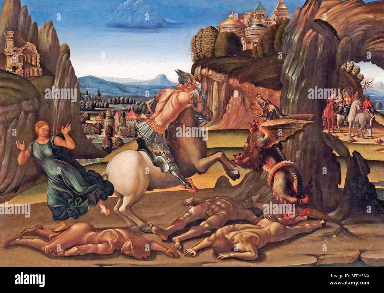 SAINT GEORGES ET LE DRAGON de l'atelier de Luca Signorelli vers 1500. Banque D'Images