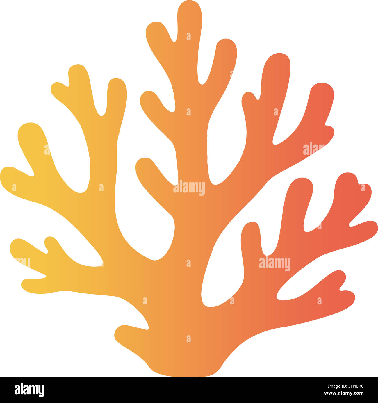 Illustration plate d'une silhouette de corail ramifiée audacieuse mêlant des tons jaune doré et orange chaud sur de larges bras organiques Illustration de Vecteur