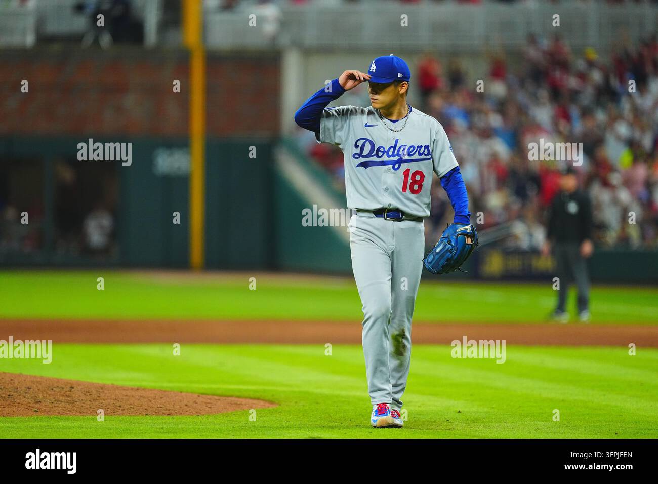 Yoshinobu Yamamoto, (Dodgers) Lanceur partant Yoshinobu Yamamoto 6 oct. 2026 - Baseball : MLB National League Division Series Atlanta Braves vs. Los Angeles Dodgers Lieu : Truist Park (Cumberland, Géorgie, États-Unis) Crédit : Creative 2/AFLO/Alamy Live News Banque D'Images