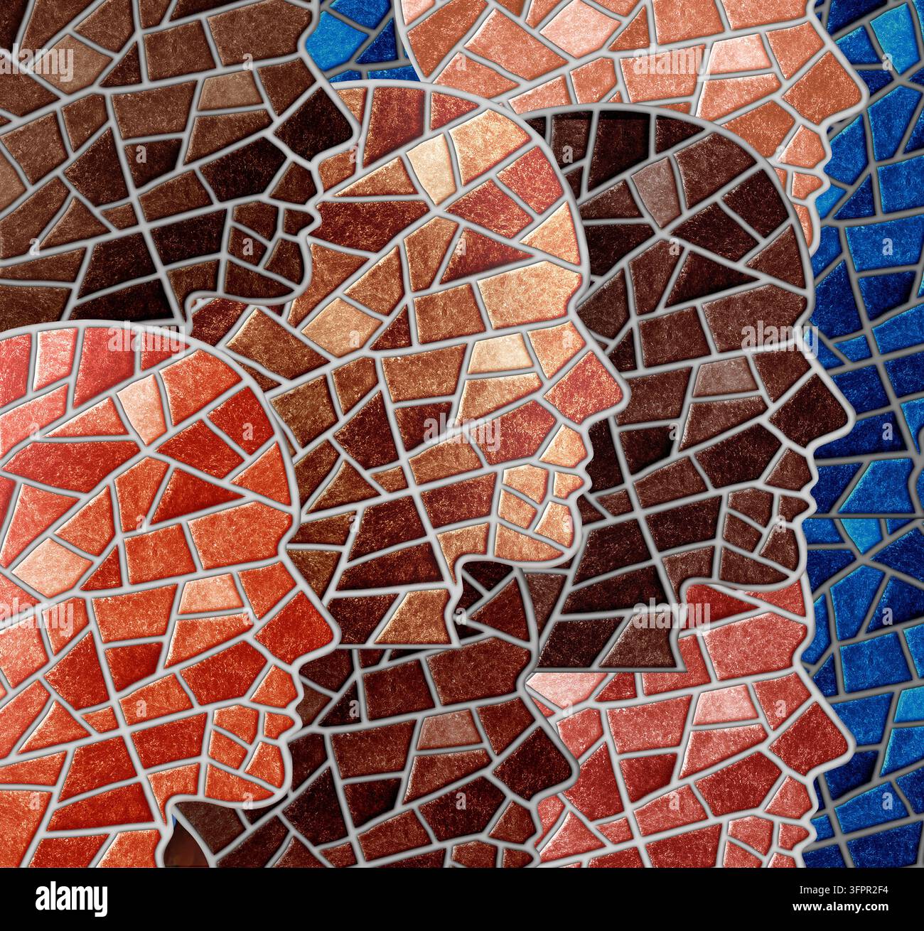 Personnes internationales diverses sous forme de mosaïque représentant la société multiculturelle, des citoyens qui s'unissent pour représenter la communauté et l'unité multiculturelles Banque D'Images