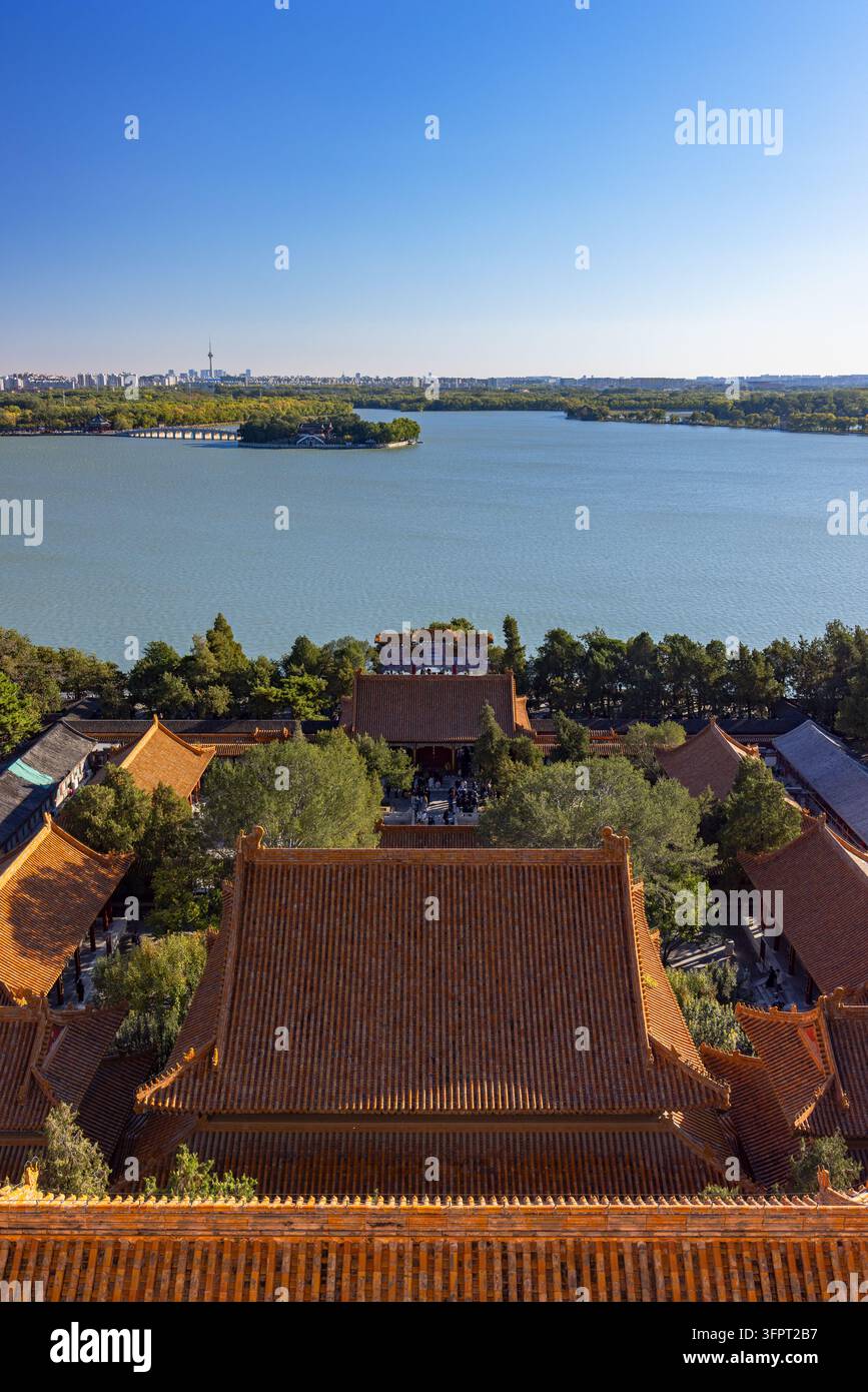Lac de Kunming et Palais d'été (site du patrimoine mondial de l'UNESCO), Pékin, Chine Banque D'Images