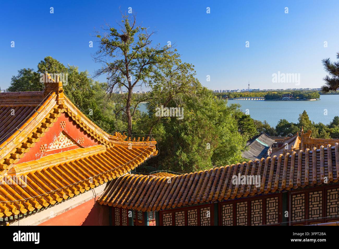 Lac de Kunming et Palais d'été (site du patrimoine mondial de l'UNESCO), Pékin, Chine Banque D'Images