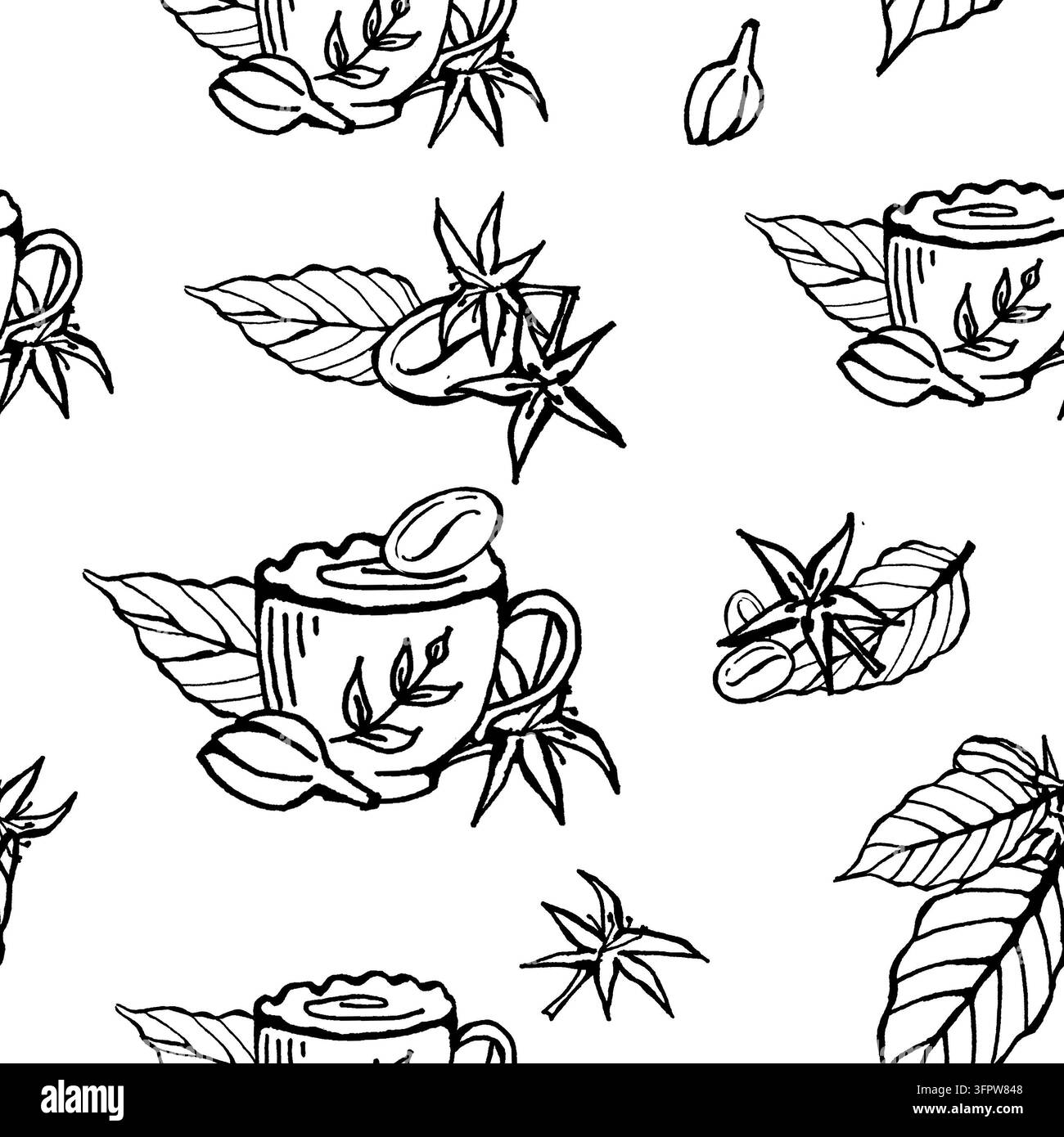 Motif graphique de tasses à café répétitif. Élément minimaliste pour votre design Banque D'Images