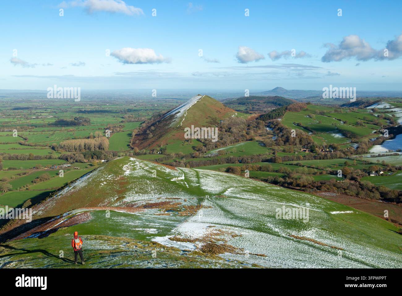 La colline de Lawley vue depuis les pentes de Caer Caradoc dans les Shropshire Hills, Angleterre Banque D'Images
