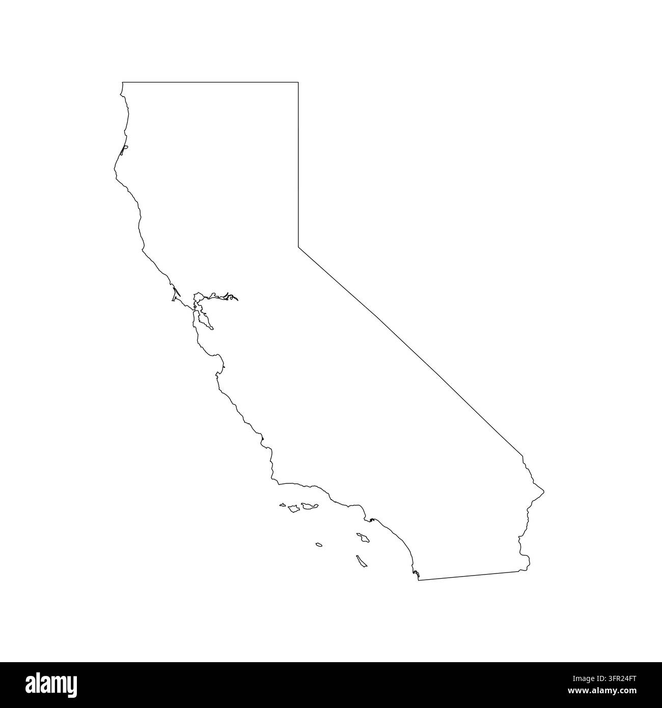Californie, CA – État américain. Silhouette fine en noir isolée sur fond blanc. Illustration vectorielle Illustration de Vecteur