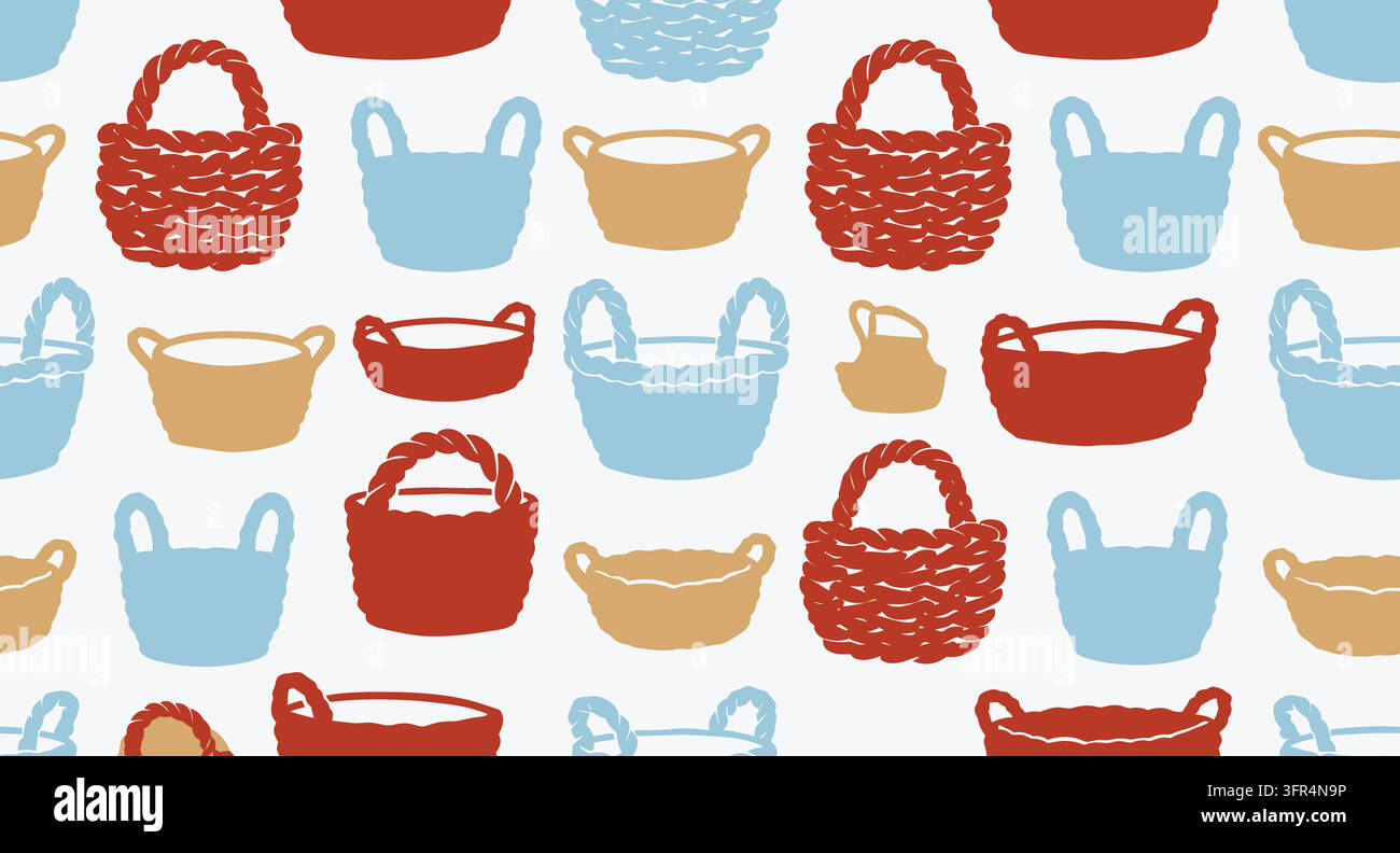 Motif de fond sans couture avec divers paniers dessinés à la main Illustration de Vecteur