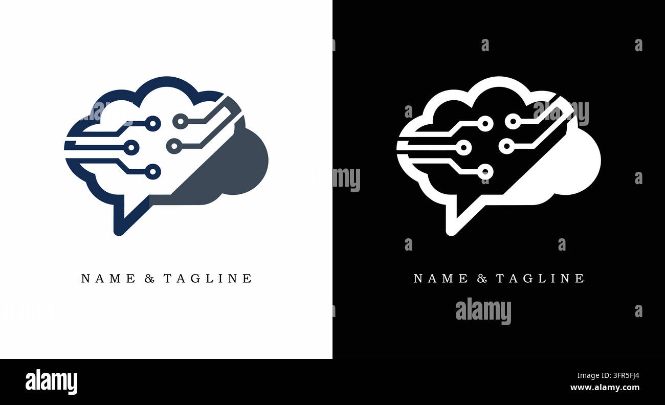 Logo numérique de nuage cérébral avec motif de circuit intégré Illustration de Vecteur