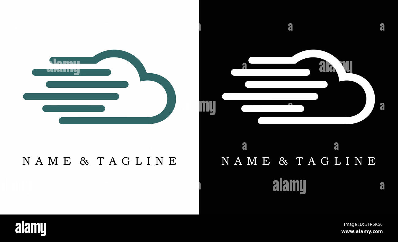Modèle de conception de logo de vitesse de données cloud rapide avec streaming Illustration de Vecteur