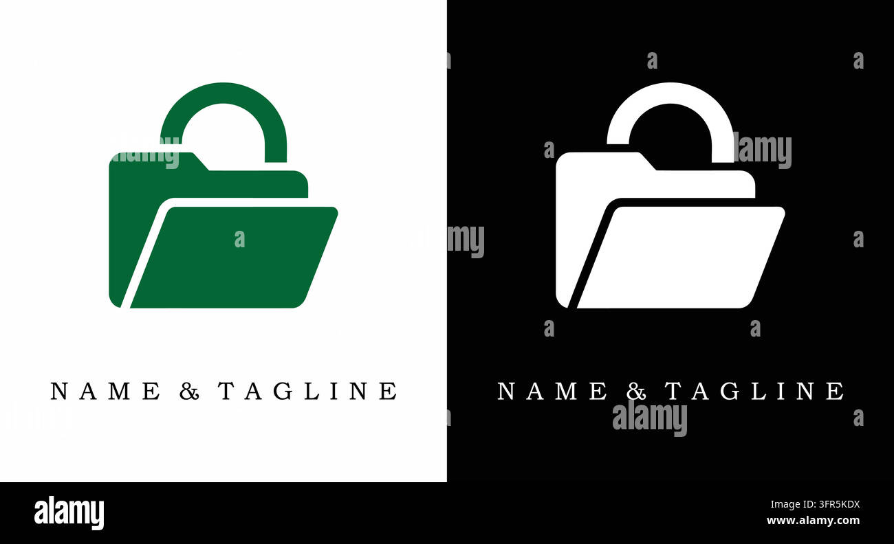Conception de logo pour le stockage de documents dans des dossiers sécurisés avec élément de sécurité Web Illustration de Vecteur