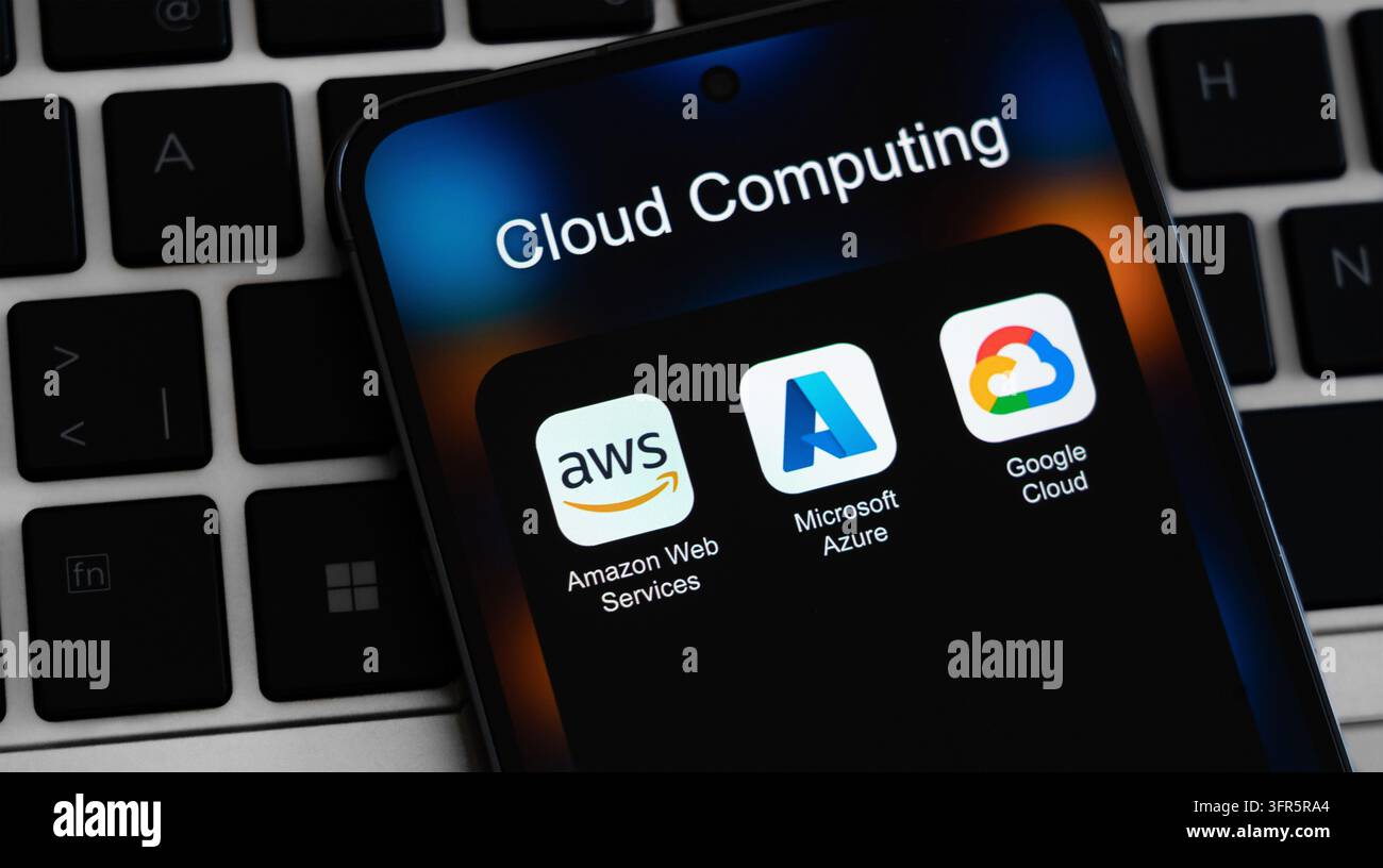 Cloud Computing par AWS, Microsoft Azure et Google Cloud Banque D'Images