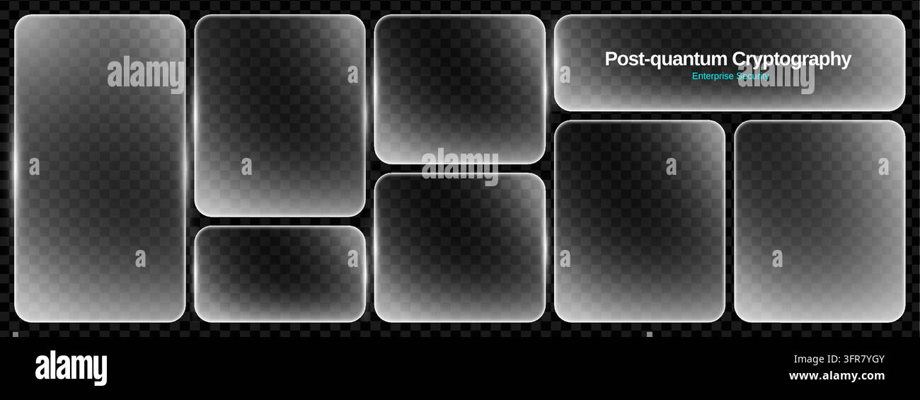 Morphisme de verre UI et rectangle en verre 3D avec bouton HUD translucide. Cadre de boîte CTA et effet texte mat avec fond transparent givré. Illustration de Vecteur