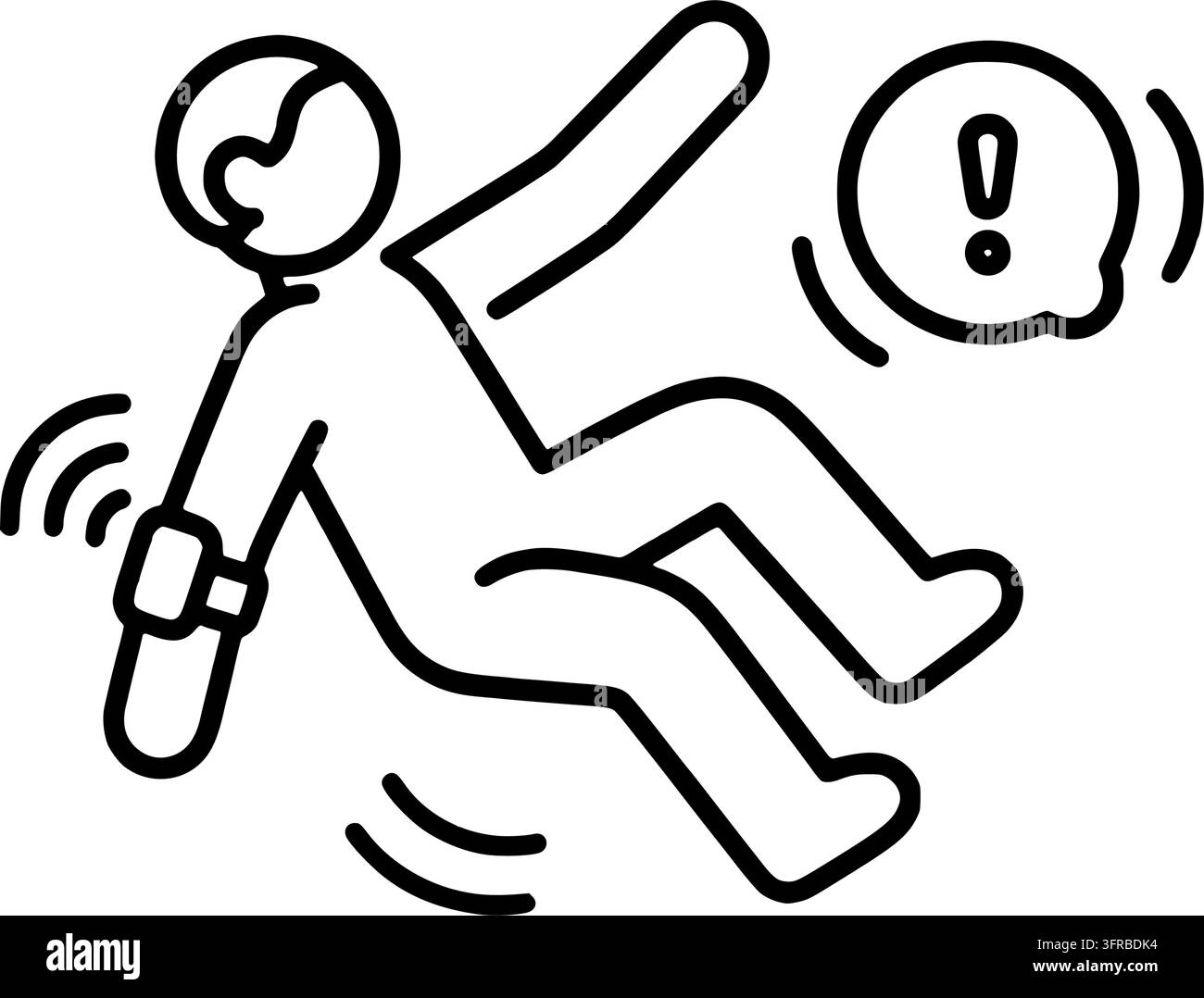 Icône de dispositif portable de détection de chute avec signal d'alerte Illustration de Vecteur