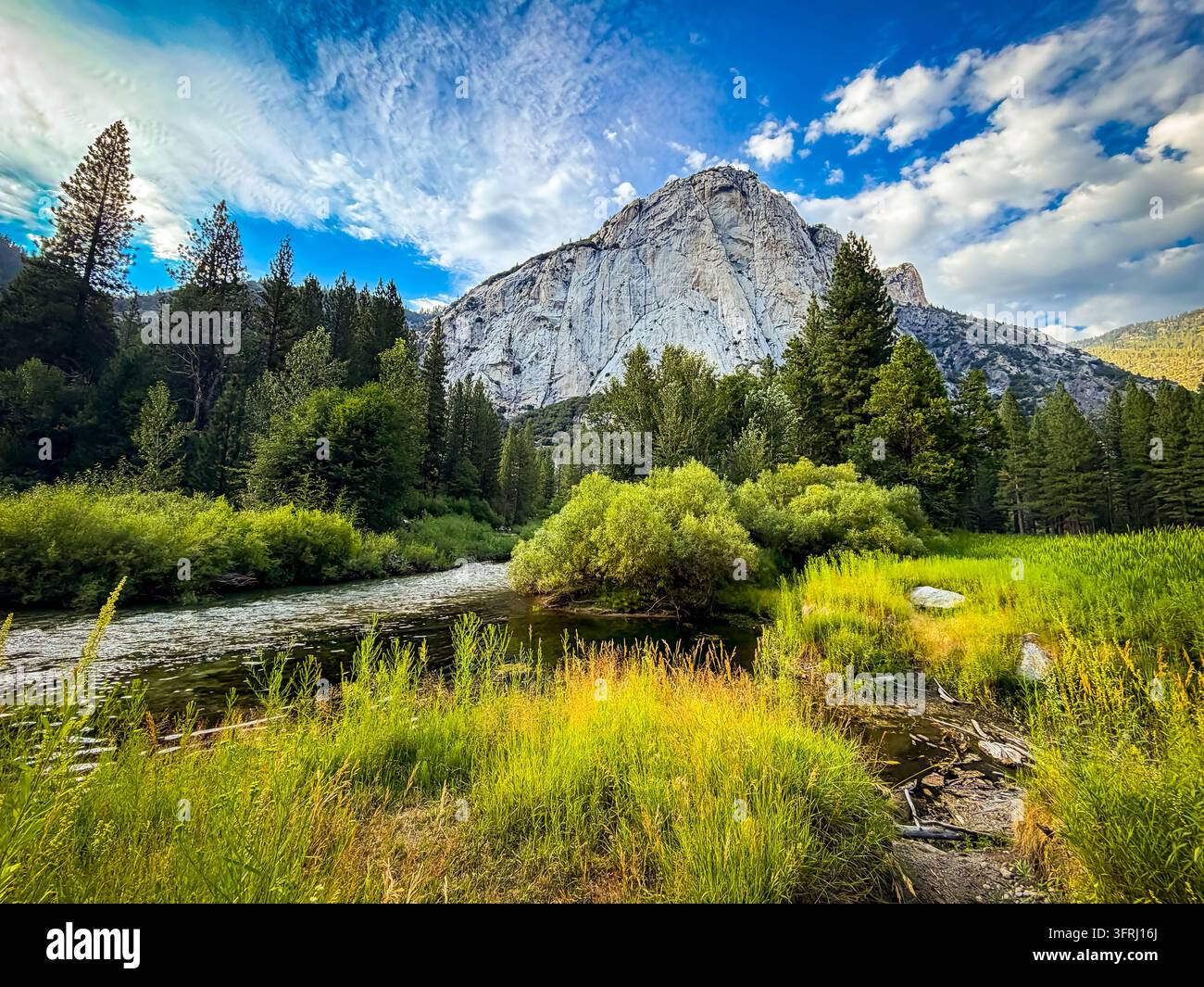 Zumwalt Meadows s'étend de manière pittoresque à travers le paysage panoramique du parc national de Kings Canyon Banque D'Images