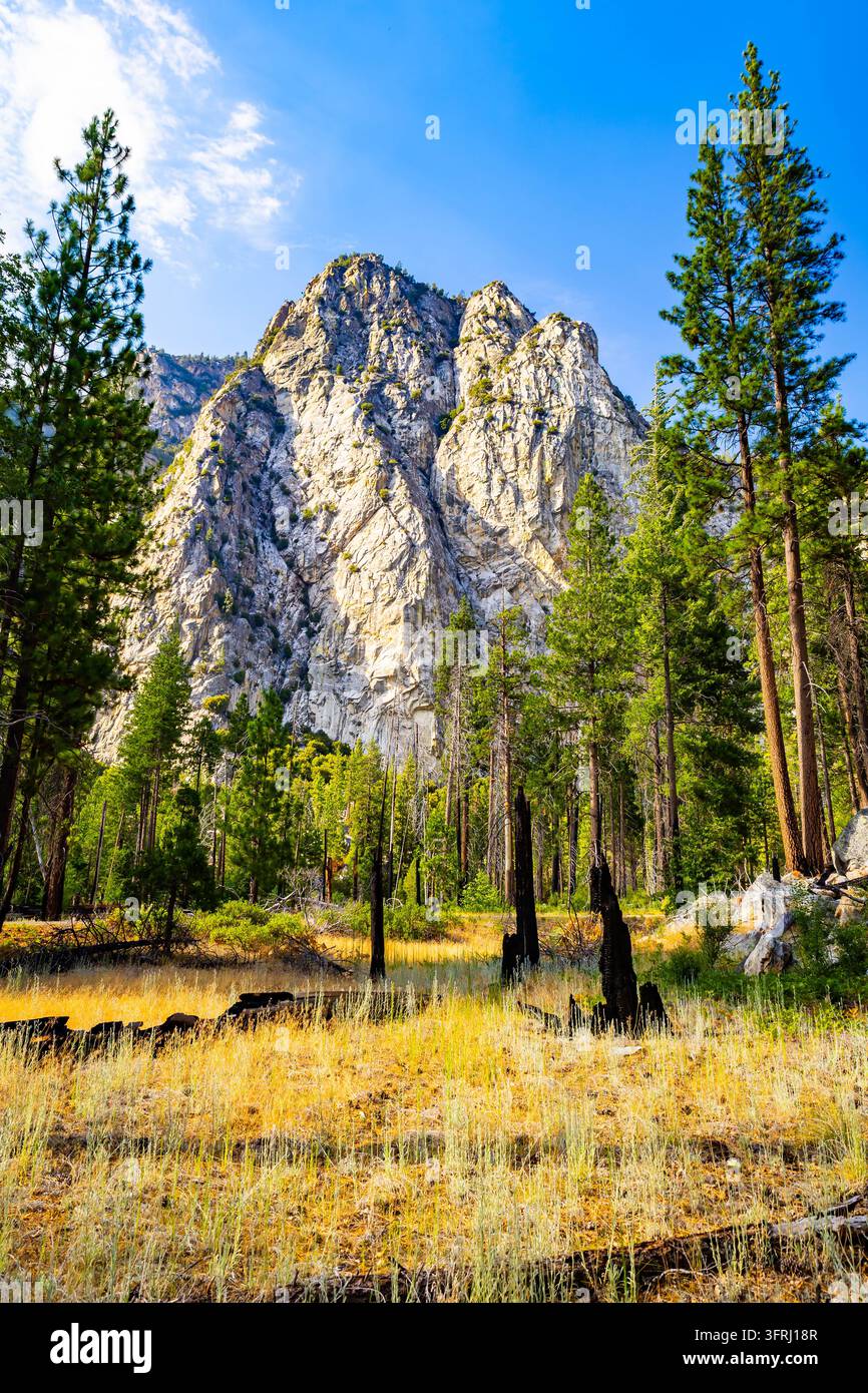 Le mont Palmer s'élève de manière pittoresque au-dessus des Zumwalt Meadows dans le parc national de Kings Canyon Banque D'Images