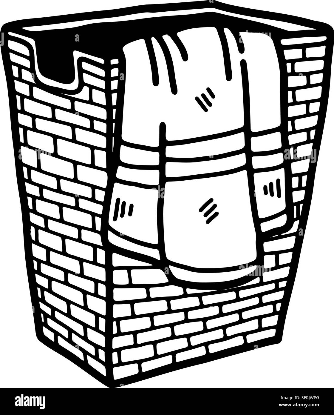 Illustration en noir et blanc d'un panier à linge Illustration de Vecteur