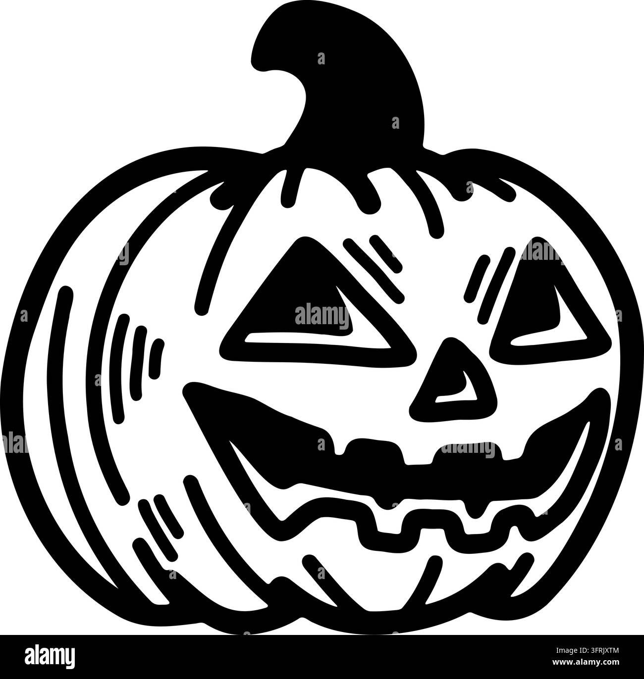 Noir et blanc de citrouille sculptée pour Halloween Illustration de Vecteur