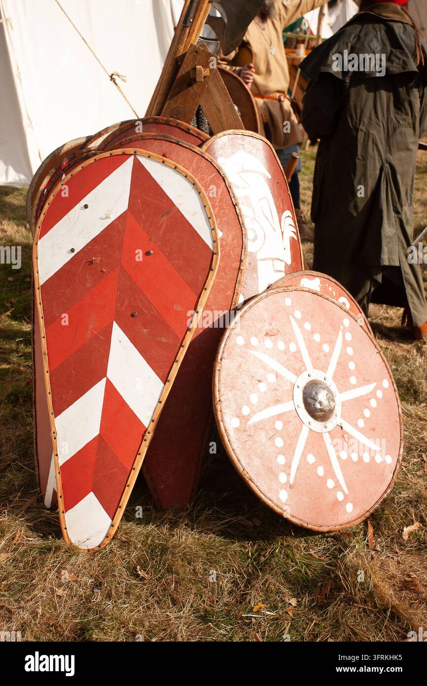 camp d-bagages reconstitution de la bataille de Hastings reconstitution Banque D'Images