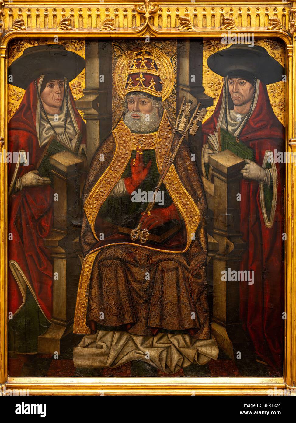 Saint Pierre intronisé entre deux cardinaux, c. 1490, Juan de la Abadía el Viejo (avant Maestro de la Almudévar) (1471-1498), Museo de Bellas Artes de Asturias, Oviedo, Musée des Beaux-Arts des Asturies, Espagne. Banque D'Images
