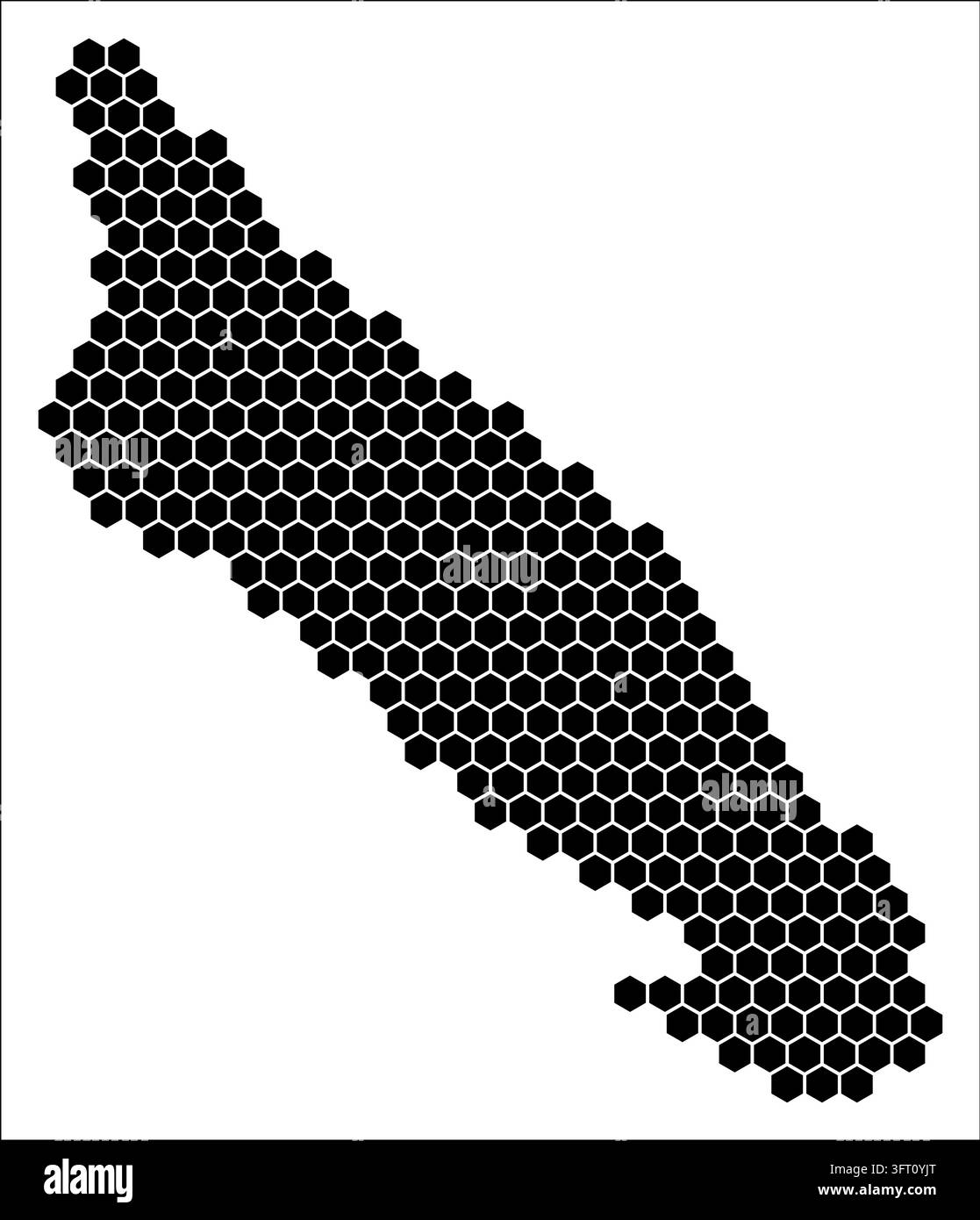 Modèle de carte simple en noir et blanc en forme d'hexagone pour Aruba. Points de cellule hexagonale unie du pays. Frontière alvéolaire plate d'Aruba. Illustration vectorielle. Illustration de Vecteur
