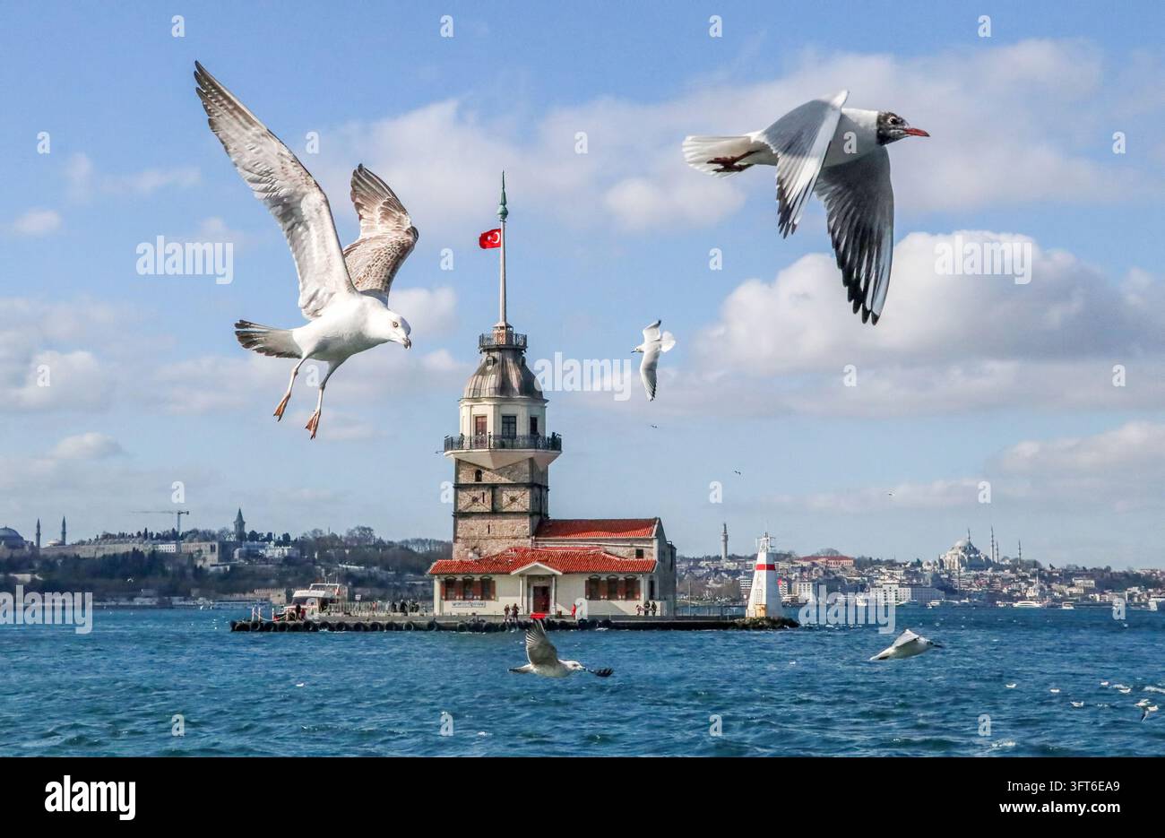 Istanbul - Turquie, 16 février 2020, paysage de la Tour des Femmes (Kiz Kulesi) Banque D'Images