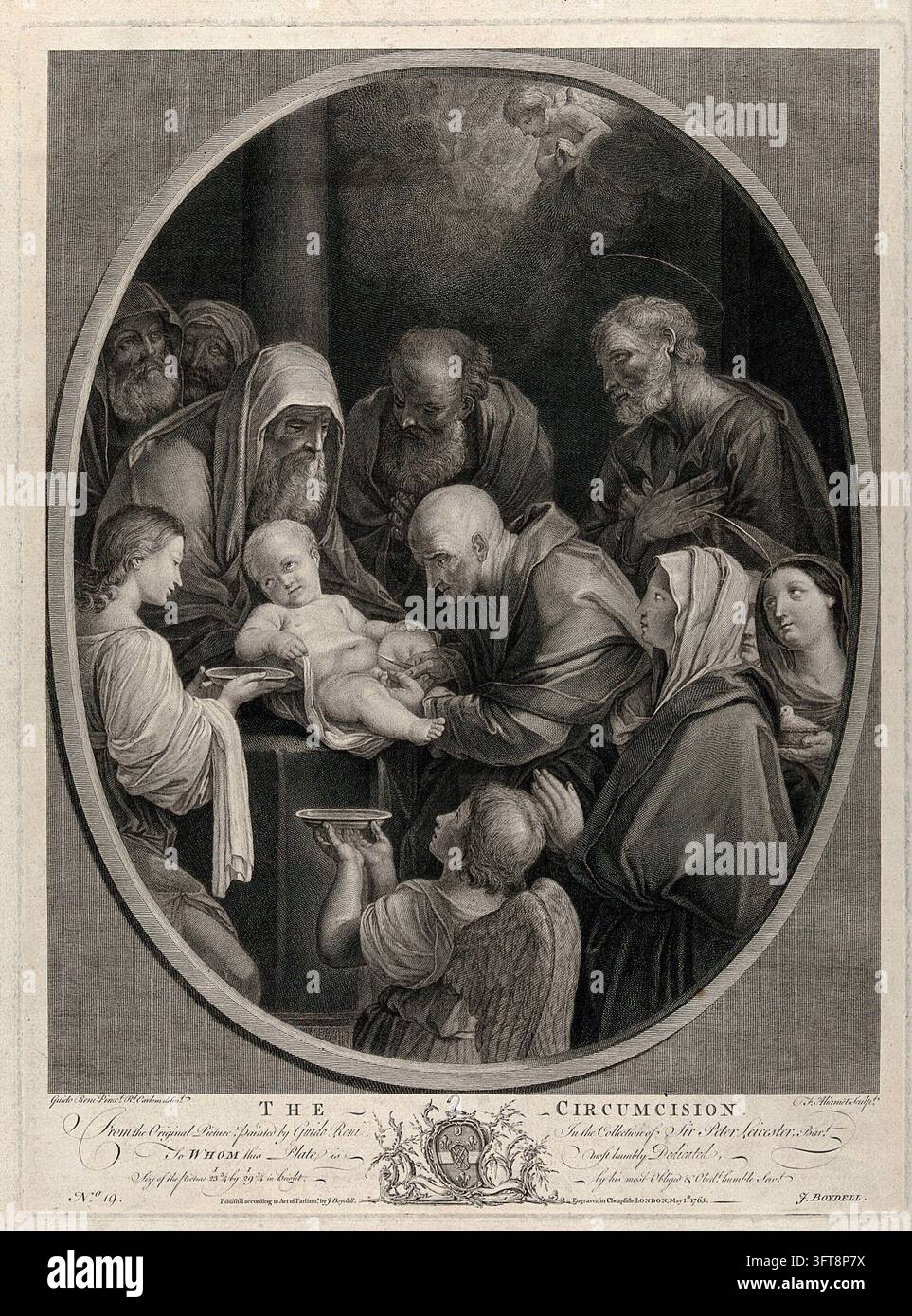 La circoncision du Christ par un mohel chauve. Gravure de F.G. Aliamet, 1765, d'après G. Reni Banque D'Images