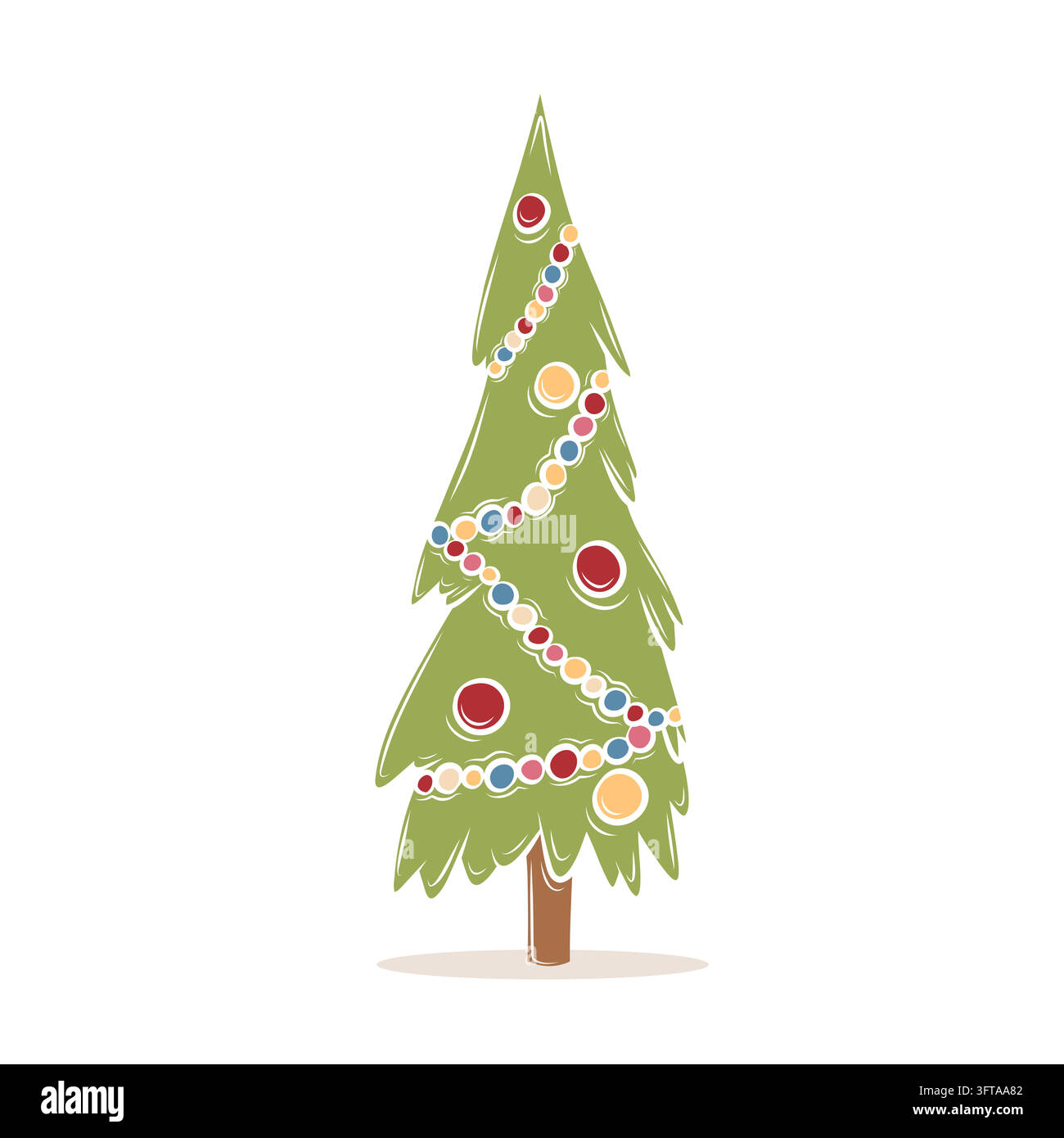 Illustration vectorielle d'un sapin de Noël décoré avec des ornements colorés Illustration de Vecteur