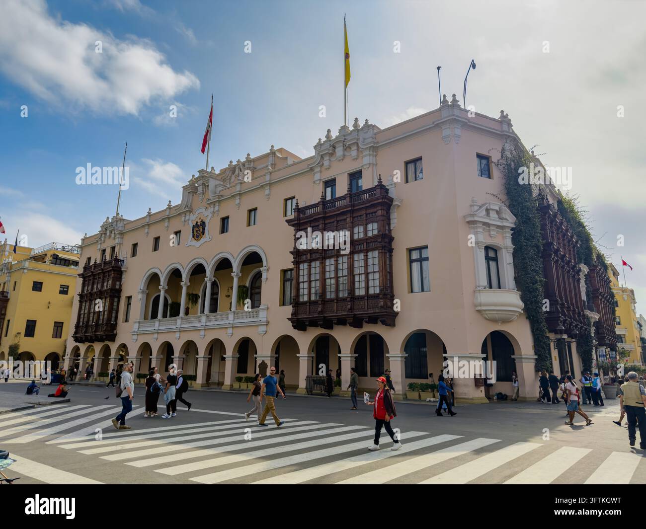 Hôtel de ville de Lima sur la place principale - Pérou - Image de stock capturée avec un smartphone