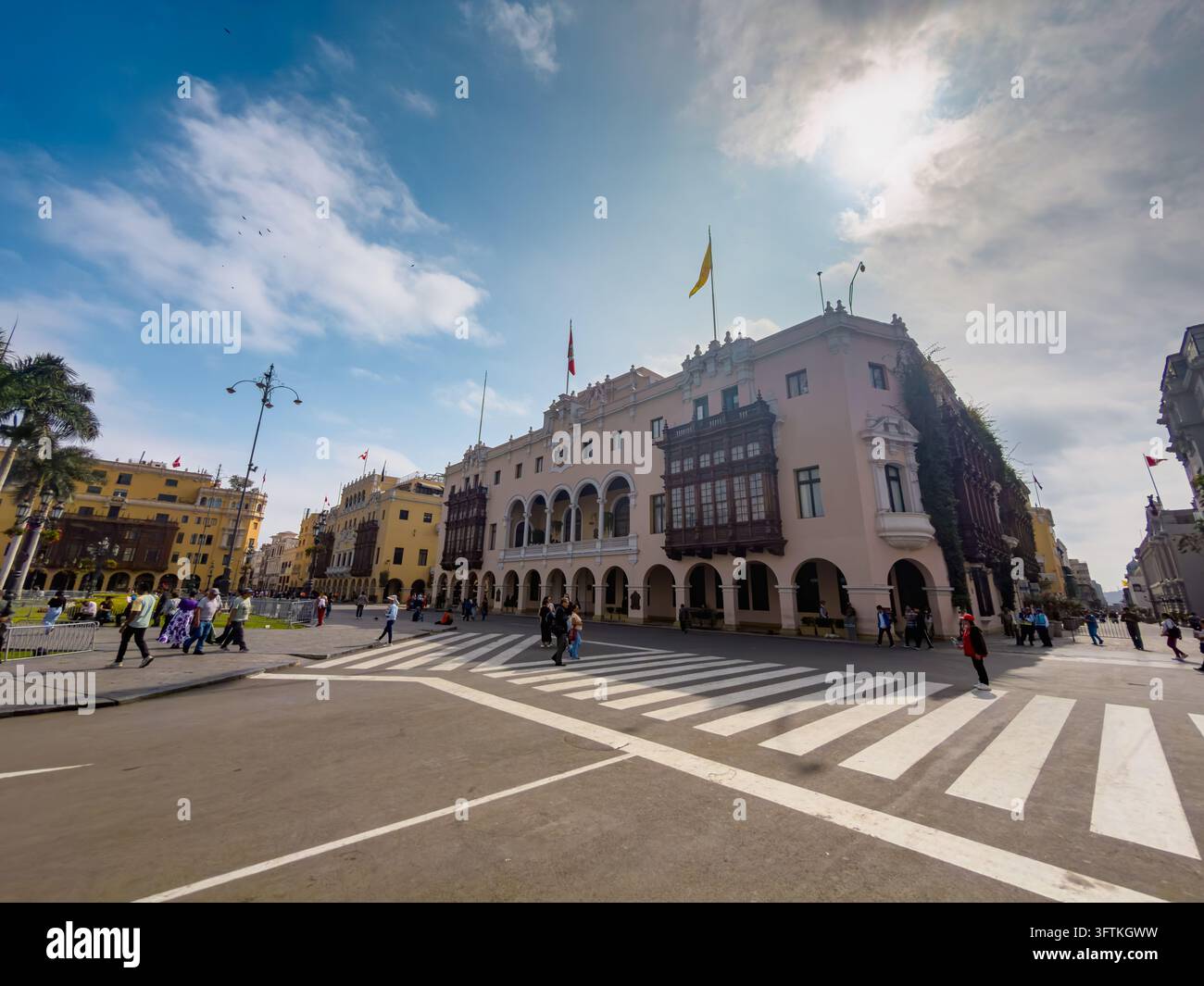 Hôtel de ville de Lima sur la place principale - Pérou - Image de stock capturée avec un smartphone