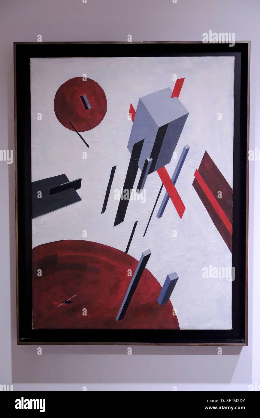 Musée du peuple juif à Tel Aviv, Israël. El Lissitzky, *Proun 5A*, c. 1923, huile sur toile Banque D'Images