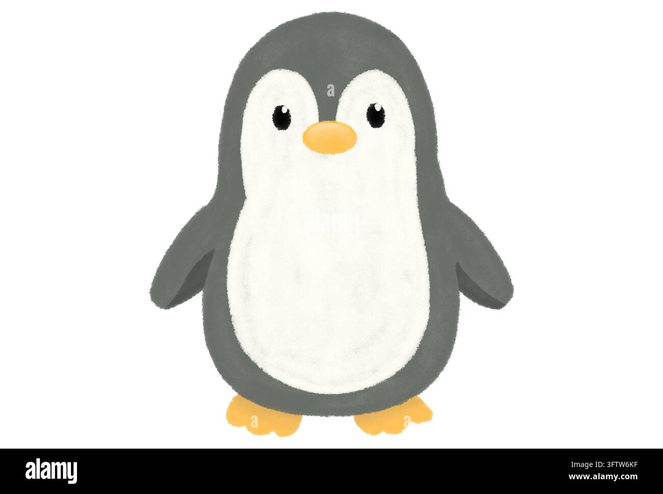 Illustration mignonne dessinée à la main d'un pingouin potelé debout Banque D'Images