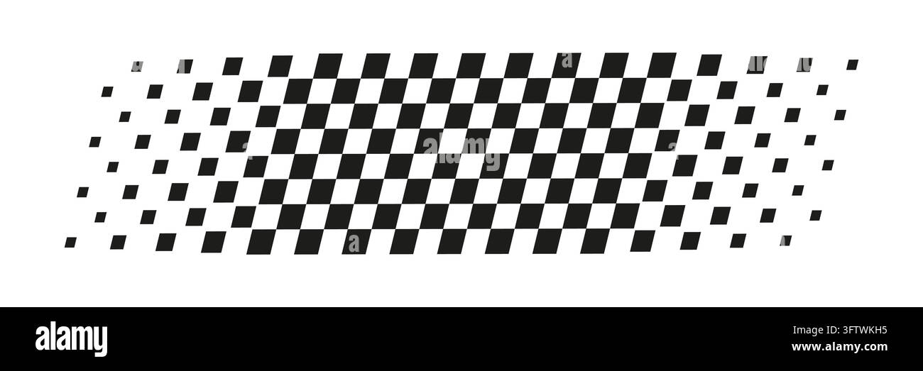 Design dynamique de drapeau de course avec motif à damier noir et rouge se dispersant pour l'icône de vitesse. pour le sport automobile, la course, la ligne d'arrivée, le sport automobile, la compétition Illustration de Vecteur