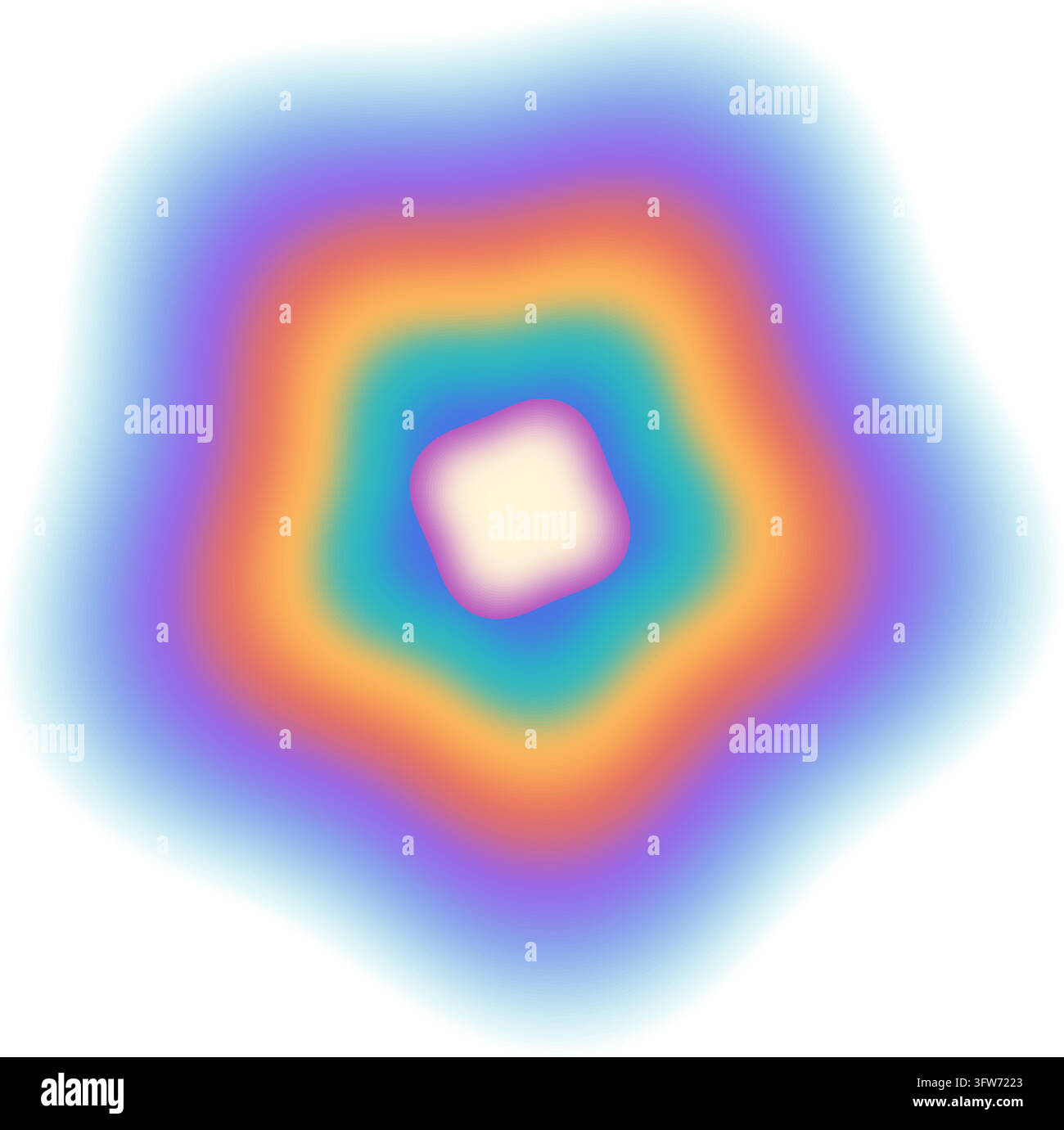 Gradient en forme de vortex en spirale, tourbillonnant de bleu-vert, de violet et d’ambre vers un noyau lumineux, œuvre d’art abstraite hypnotique isolée sur blanc. Illustration de Vecteur