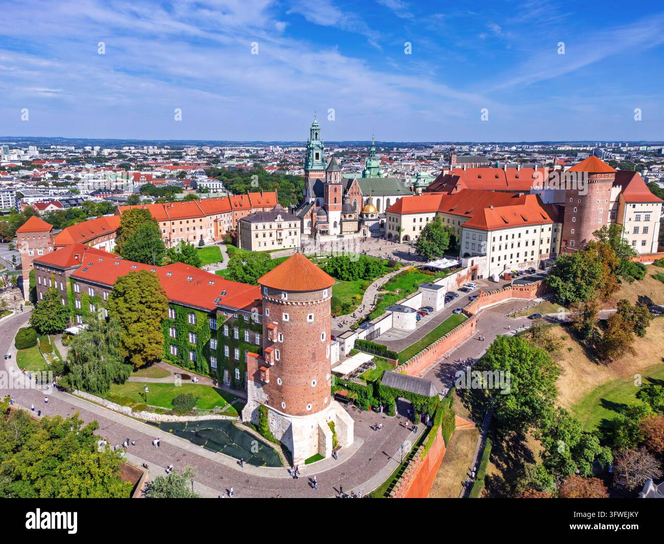 Cracovie, Pologne. Le château royal du Wawel. Vue aérienne du château. Banque D'Images