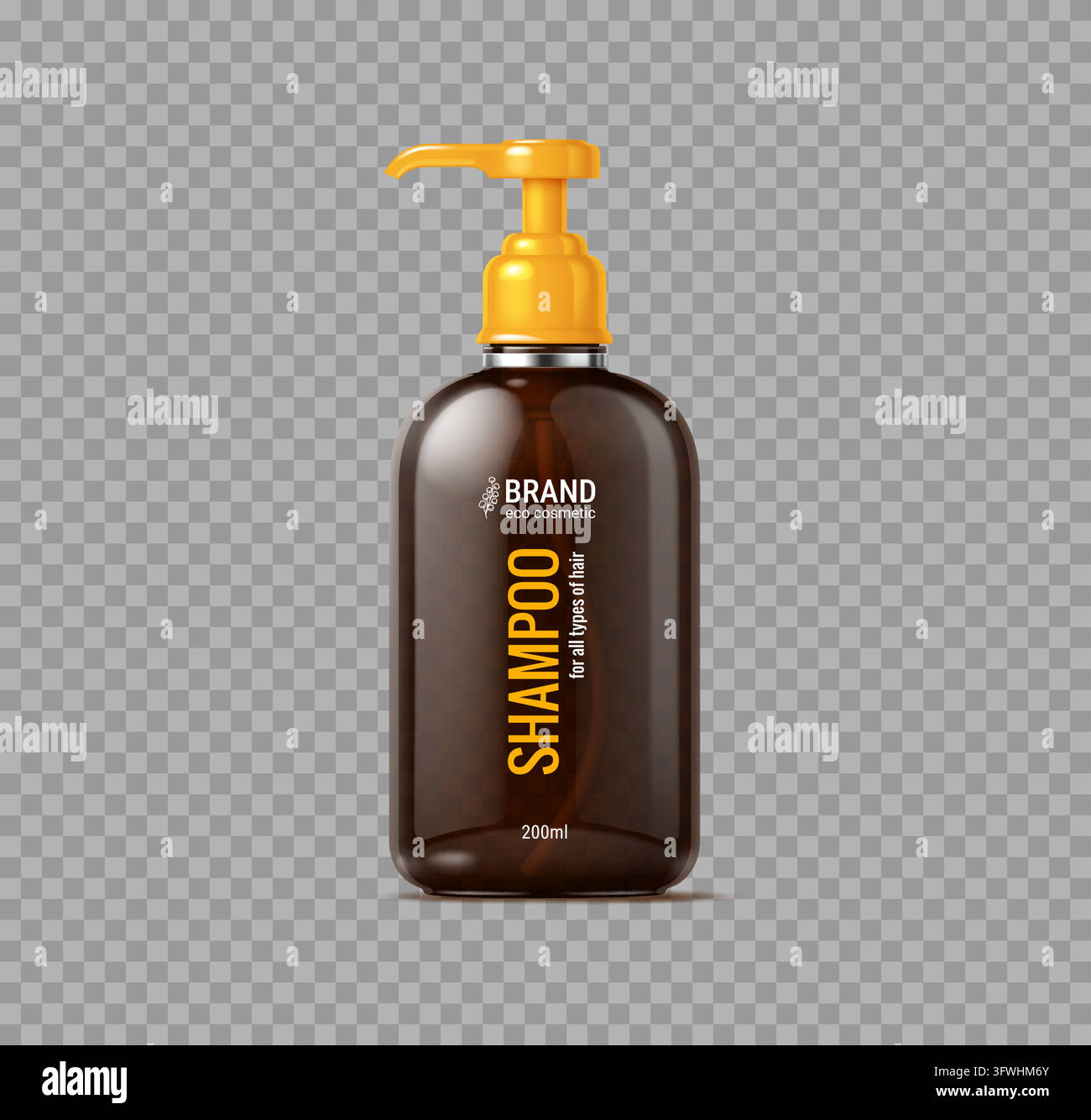 Bouteille de shampooing marron réaliste avec distributeur à pompe Illustration de Vecteur