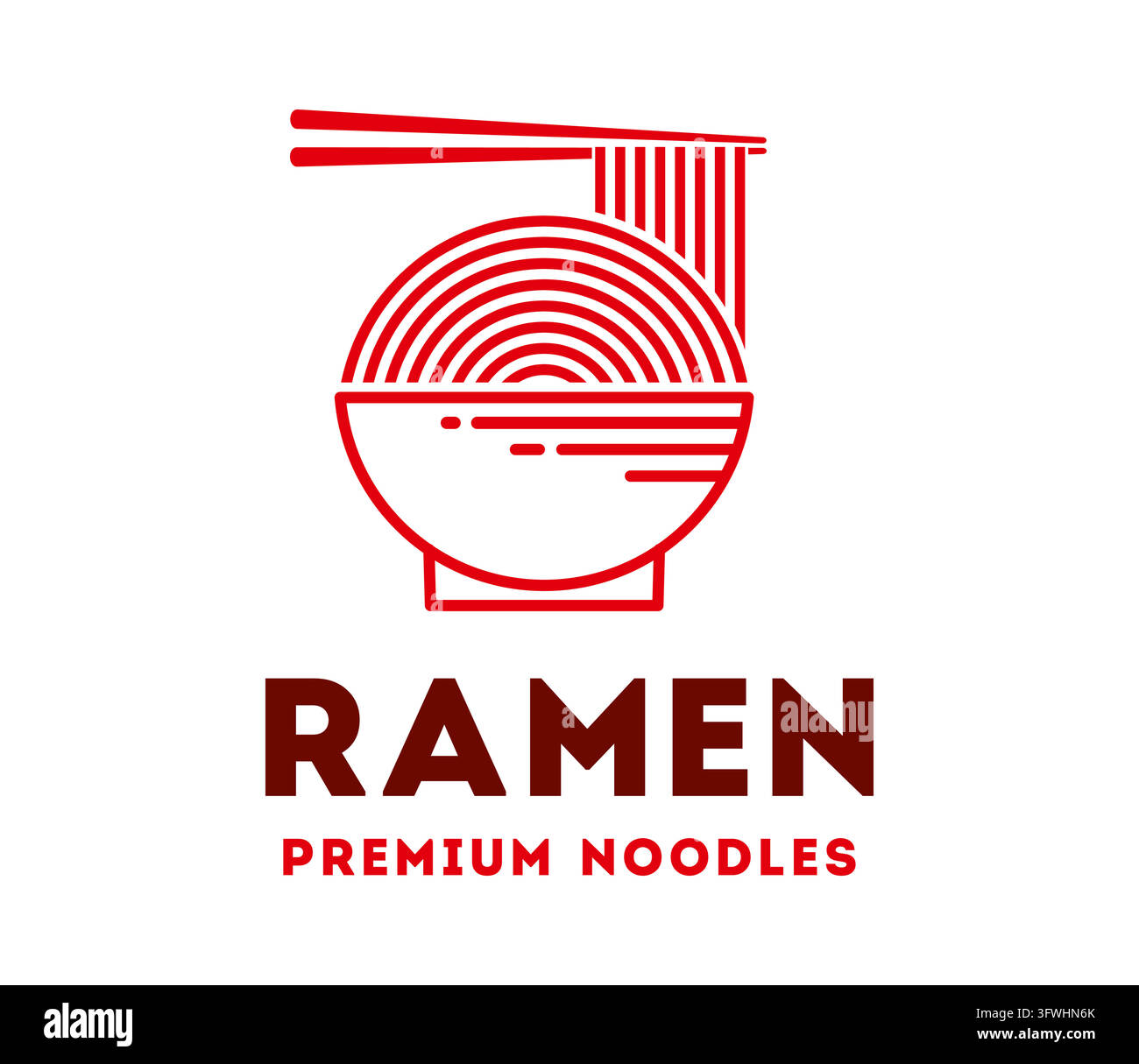 Icône de nouilles ramen asiatiques, emblème de restaurant Illustration de Vecteur