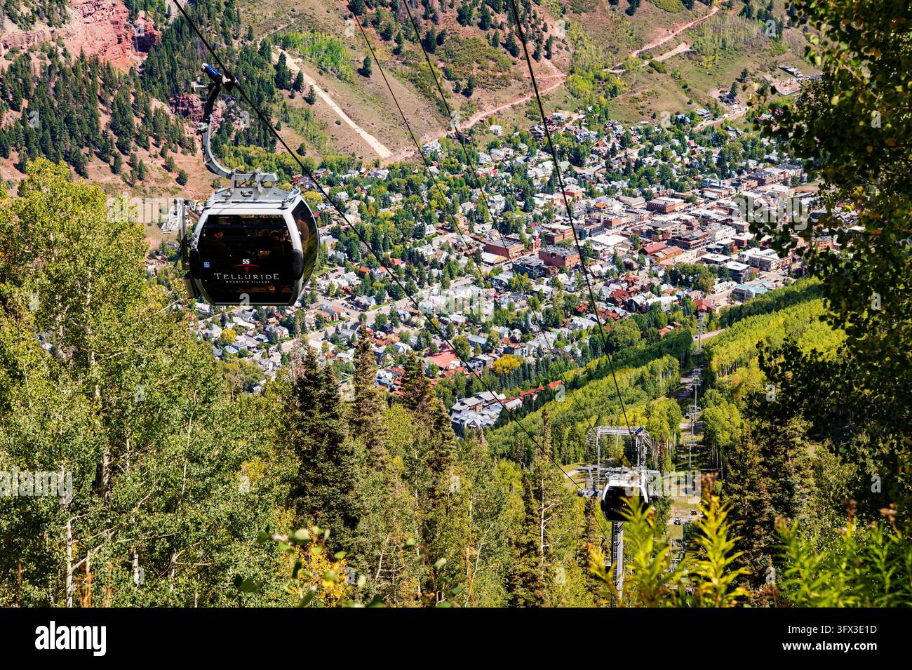 Gondole gratuite reliant la ville de Telluride au Mountain Village ; Colorado ; États-Unis Banque D'Images