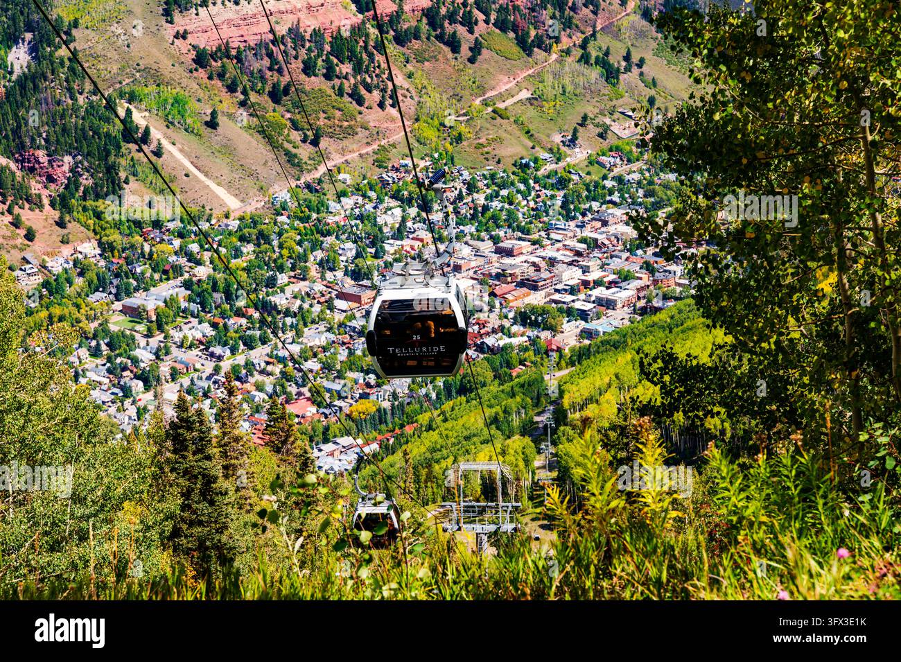 Gondole gratuite reliant la ville de Telluride au Mountain Village ; Colorado ; États-Unis Banque D'Images