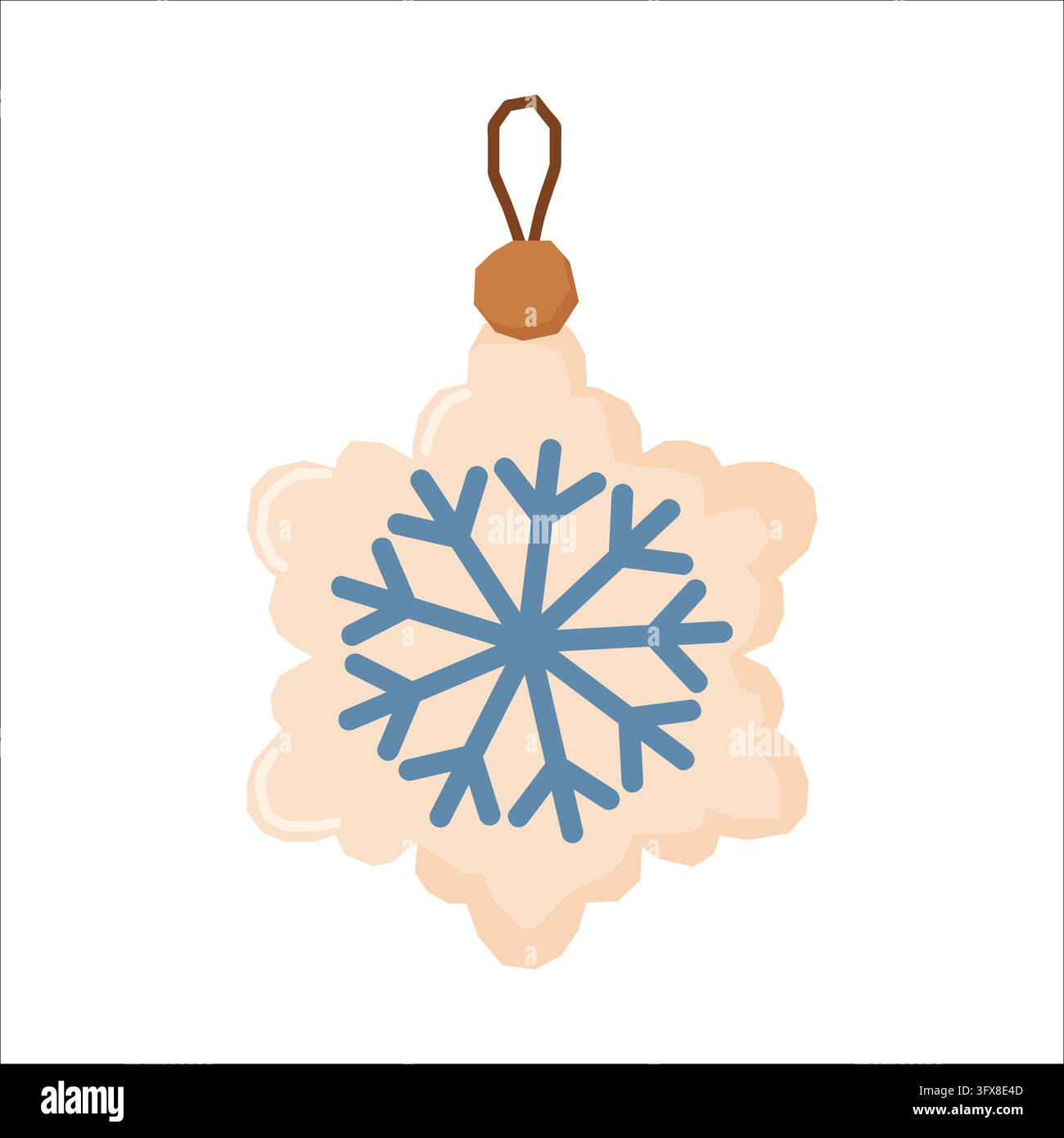 Ornement de sapin de Noël flocon de neige bleu avec bordure décorative crème Illustration vectorielle Illustration de Vecteur