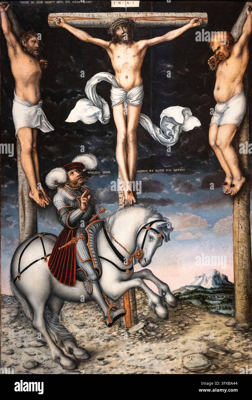 Lucas Cranach l'Ancien, ou Lucas Cranach « Calvaire » 1538 ; peinture de Lucas Cranach ; peintre de la renaissance allemande du XVIe siècle ; peinture de crucifixion des années 1500 ; art et peintures religieux Banque D'Images