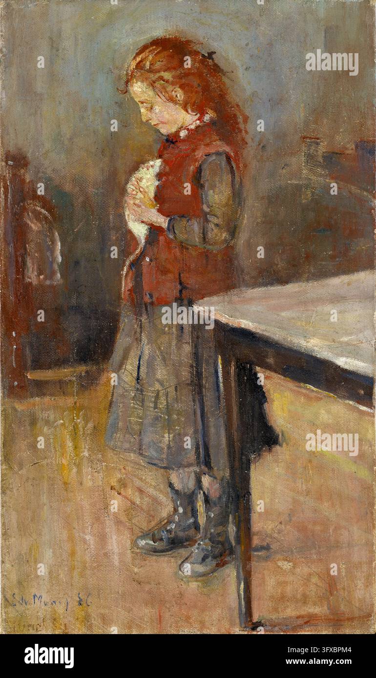 Fille rousse avec rat blanc. Edvard Munch. 1886. Banque D'Images