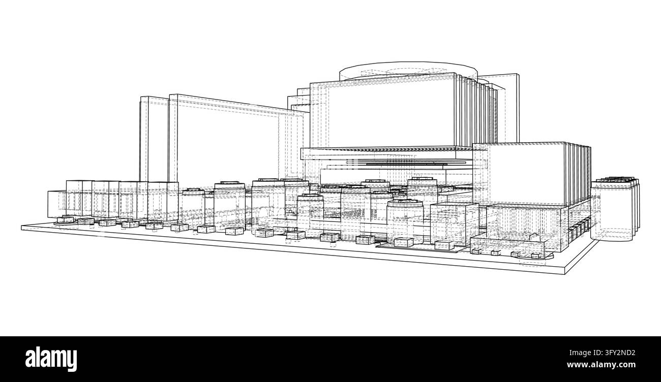 modèle architectural en fil de fer d'un. Vecteur Illustration de Vecteur