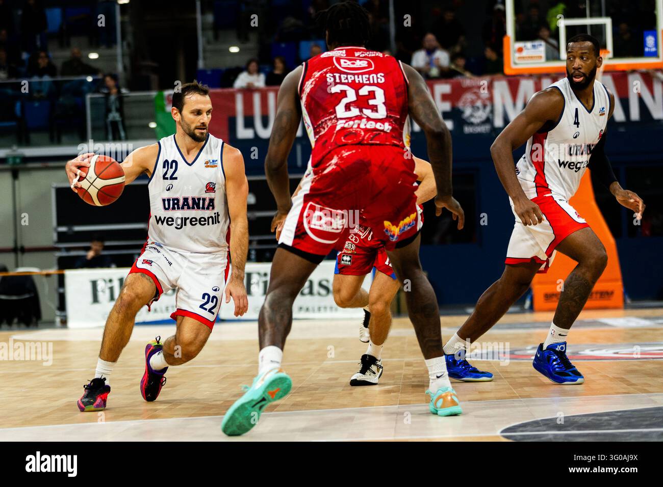 IPA90373866 - STEFANO GENTILE (URANIA MILANO) lors du match Wegreenit Urania Milano contre Dole Basket Rimini, un match italien de la Serie A2 masculine de basket-ball à Milan, en Italie, le 30 octobre 2026 Banque D'Images