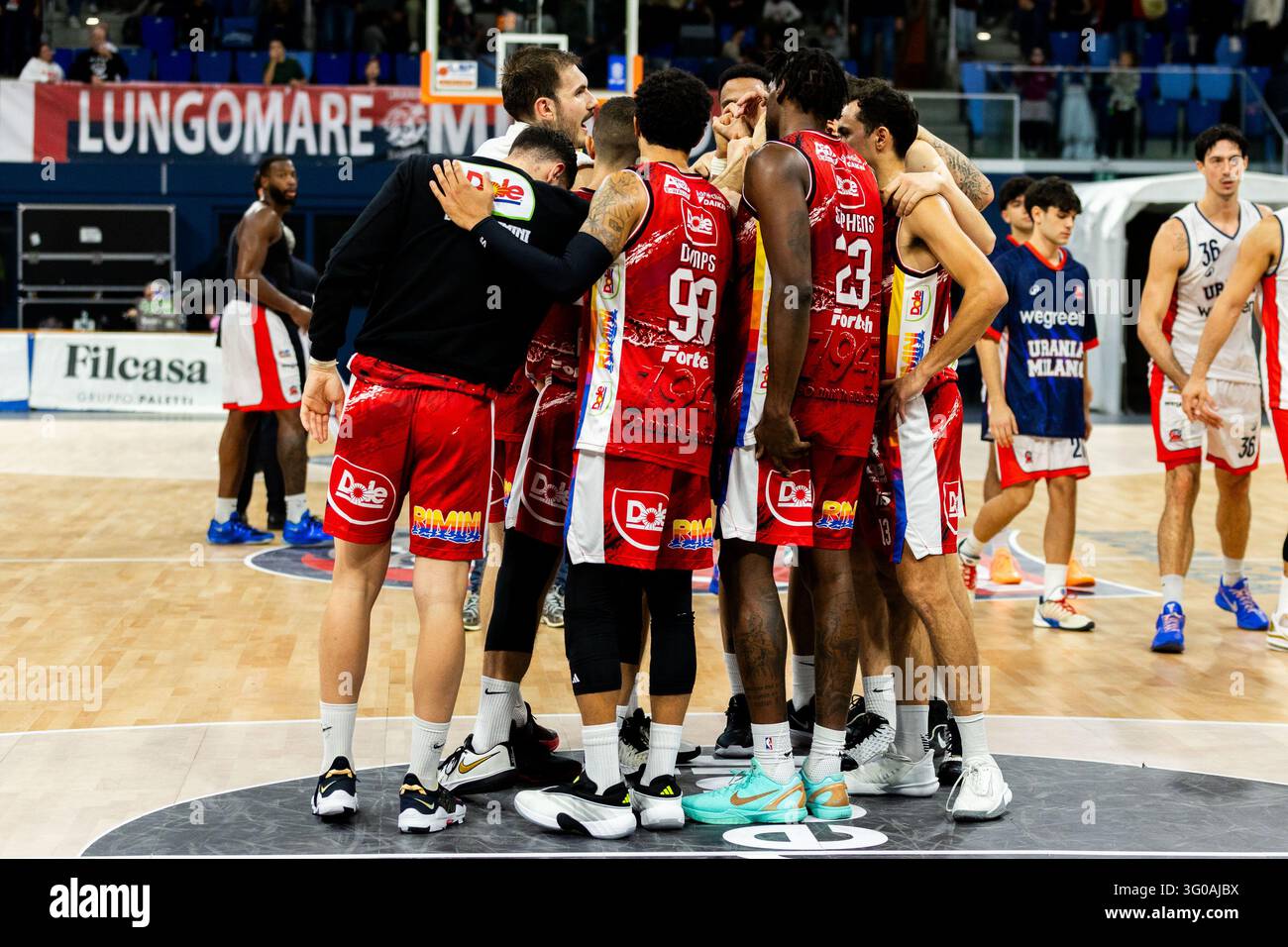 IPA90373875 - RBR RIMINI lors du match Wegreenit Urania Milano contre Dole Basket Rimini, un match de basket italien Serie A2 masculin à Milan, Italie, le 30 octobre 2026 Banque D'Images