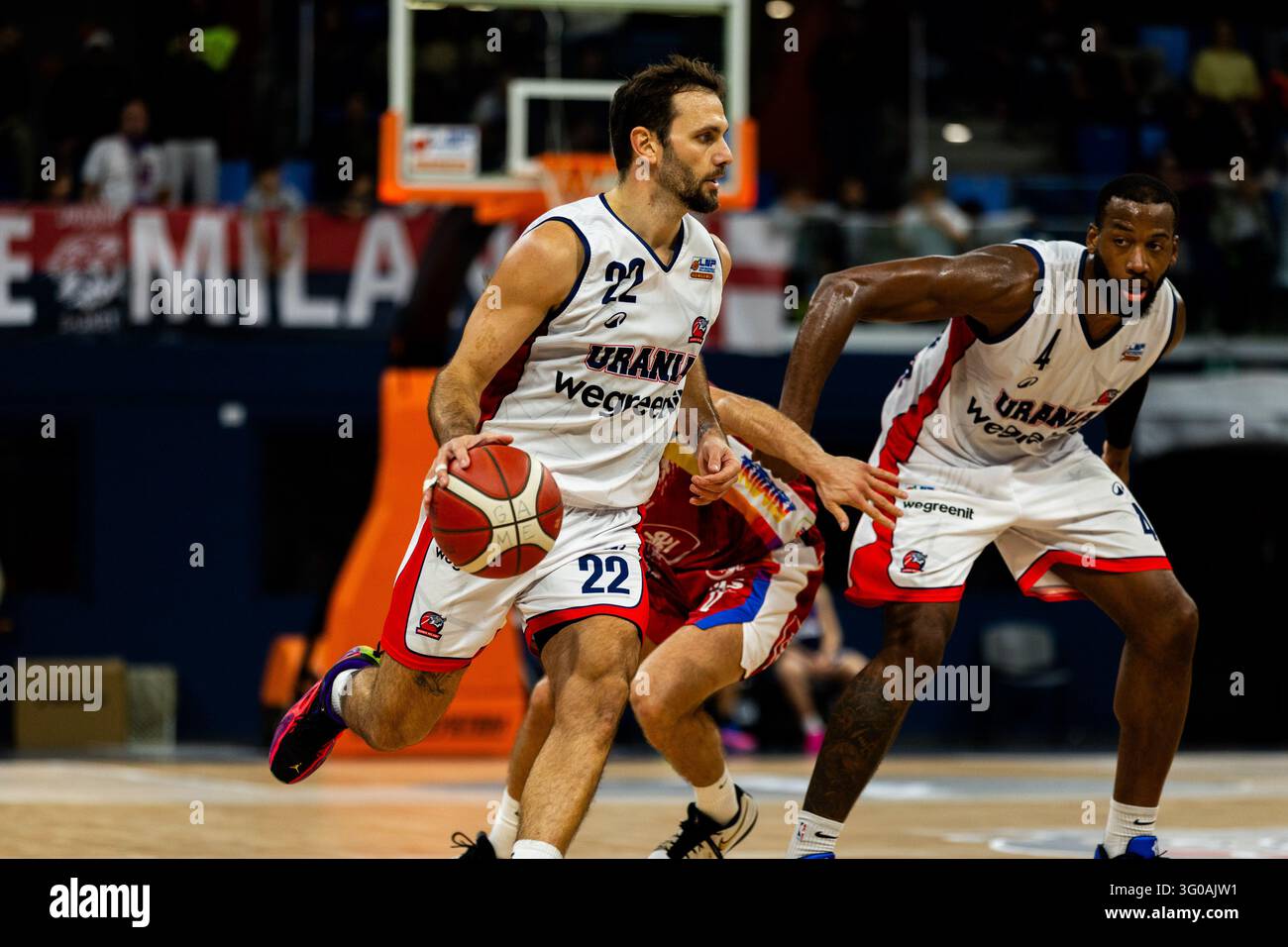 IPA90373904 - STEFANO GENTILE (URANIA MILANO) lors du match Wegreenit Urania Milano contre Dole Basket Rimini, un match de basket-ball italien de la Serie A2 masculine à Milan, en Italie, le 30 octobre 2026 Banque D'Images